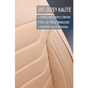 Fiat Punto Uyumlu Yarı Deri Oto Koltuk Kılıfı Ön Arka Takım Carbon Serisi Bej