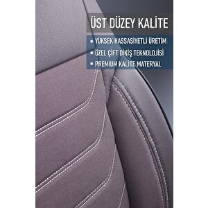 Chevrolet Cruze Hatchback Uyumlu Yarı Deri Oto Koltuk Kılıfı Ön Arka Takım Carbon Serisi Füme