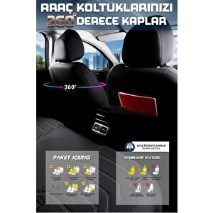 Chrysler Pt Cruiser Uyumlu Yarı Deri Oto Koltuk Kılıfı Ön Arka Takım Carbon Serisi Siyah Beyaz