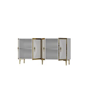 KA1508BG Tuna Konsol, Tv Sehpasi Beyaz-Gold 150cm