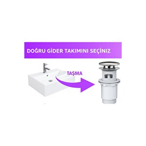 Pop-up Lavabo Sifon Seti – Taşmalı Uyumlu, Körüklü Tahliye Ve Adaptör Conta Dahil