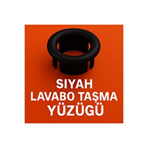 Mat Siyah Pop-up Lavabo Gider Seti | Porselen Başlık + Körüklü Boru + Taşma Yüzüğü + Adaptör Conta