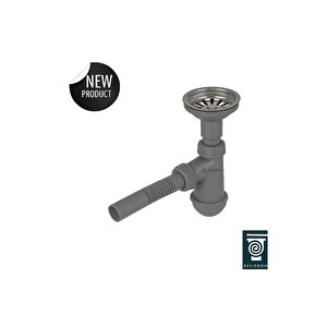 Tasli Çöpmak Evye Sifonu – Gri Renk, Koku Önleyici, Temizlenebilir Ve Şık Lavabo Altı Kovası