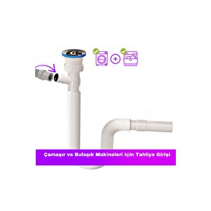 Tek Girişli Lavabo Sifonu – Bulaşık Veya Çamaşır Makinesi Uyumlu | Sızdırmaz Ve Dayanıklı Yapı