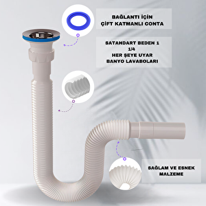 Sabit Kafalı Plastik Körüklü Lavabo Sifonu