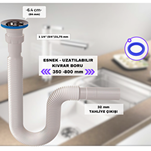 Sabit Kafalı Plastik Körüklü Lavabo Sifonu