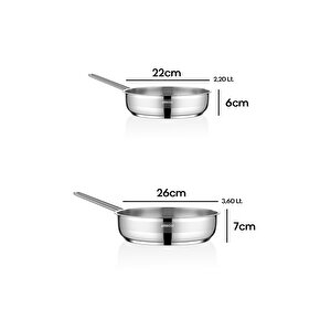 Lion 2 Parça Kapaksız Çelik Tava Seti