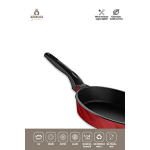 Vento Döküm Titanyum Kaplama 3 Parça Tava Seti - Kırmızı