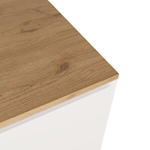 Miro G4512 3 Adet Sepet Bar Tabureli Mutfak Adası Sepet Bar Tabureli, Beyaz Gövde, Ahşap Sepet Üst