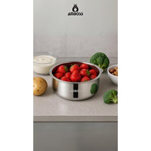 Steelbox 2 Parça Paslanmaz Çelik Şeffaf Kapaklı Saklama Kabı 18 Cm
