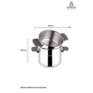 Cook Master 7 Parça Çok Fonksiyonlu Paslanmaz Çelik Buharlı Düdüklü Tencere Seti - Siyah