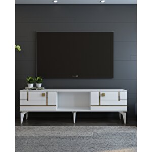 Maderadd Tv Sehpası BEYAZ-ALTIN Beyaz-Altın