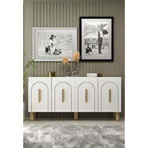 Yosunct (kb150) Bohem Konsol beyaz-beyaz-safir kulp Beyaz-Safirmeşe