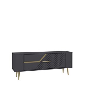 Retrolp5ct Tv Sehpasi ANTRASİT-ALTIN