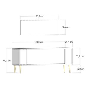Retrolp5ct Tv Sehpasi ANTRASİT-ALTIN