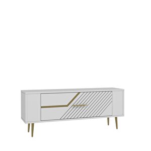 Retrolp5ct Tv Sehpasi BEYAZ-ALTIN