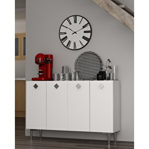 Morect (km120) Konsol, Kahve Köşesi, Ayakkabılık, Ofis Evrak Dolabı, Mutfak Kiler Dolabı beyaz-gümüş Beyaz-Gümüş