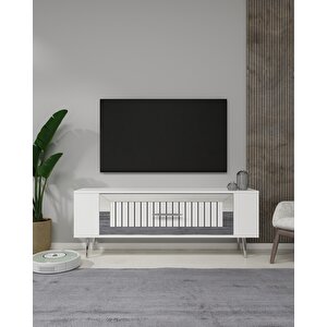 Retrolp3ct Tv Sehpasi beyaz-gümüş Beyaz-Gümüş