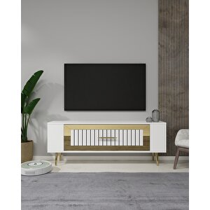 Retrolp3ct Tv Sehpasi beyaz-altın Beyaz-Altın