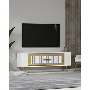 Retrolp3ct Tv Sehpasi beyaz-altın Beyaz-Altın