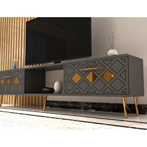 Domect Tv Sehpasi antrasit-altın Antrasit Gold