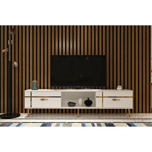 Li̇nect  Tv Sehpasi BEYAZ-ALTIN Beyaz-Altın