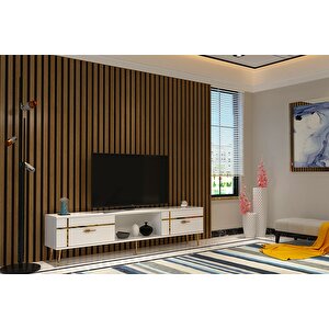 Li̇nect  Tv Sehpasi BEYAZ-ALTIN Beyaz-Altın
