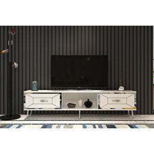 Arnoct Tv Sehpasi beyaz-gümüş Beyaz-Gümüş