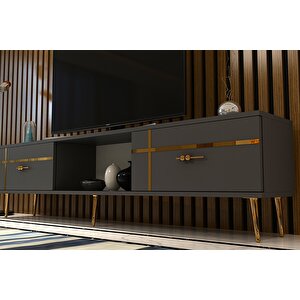 Li̇nect  Tv Sehpasi ANTRASİT-ALTIN Antrasit Gold