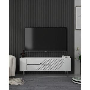 Retrolp5dd Tv Sehpası beyaz-gümüş Beyaz-Gümüş