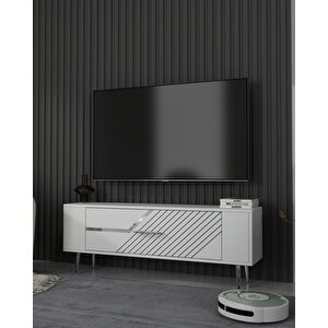Retrolp5dd Tv Sehpası beyaz-gümüş Beyaz-Gümüş