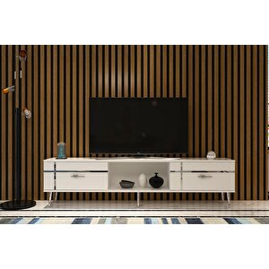 Li̇nect  Tv Sehpasi BEYAZ-GÜMÜŞ Beyaz-Gümüş