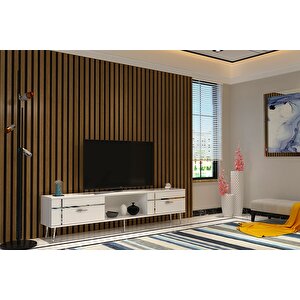 Li̇nect  Tv Sehpasi BEYAZ-GÜMÜŞ Beyaz-Gümüş