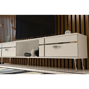 Li̇nect  Tv Sehpasi BEYAZ-GÜMÜŞ Beyaz-Gümüş