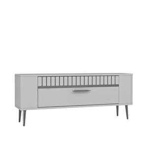 Retrolp1ct Tv Sehpasi BEYAZ-GÜMÜŞ