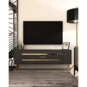 Retrolp2ct Tv  Sehpasi antrasit-altın Antrasit Gold