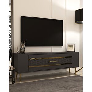Retrolp2ct Tv  Sehpasi antrasit-altın Antrasit Gold