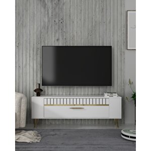 Retrolp1ct Tv Sehpasi BEYAZ-ALTIN Beyaz-Altın