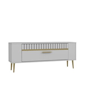Retrolp1ct Tv Sehpasi BEYAZ-ALTIN