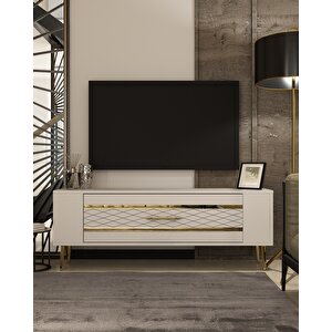 Retrolp2ct Tv  Sehpasi beyaz-altın Beyaz-Altın