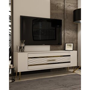 Retrolp2ct Tv  Sehpasi beyaz-altın Beyaz-Altın
