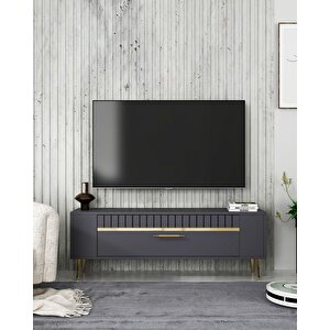Retrolp1ct Tv Sehpasi ANTRASİT-ALTIN Antrasit Gold