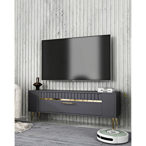 Retrolp1ct Tv Sehpasi ANTRASİT-ALTIN Antrasit Gold
