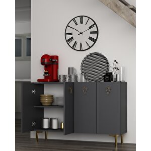 Leylact (km120) Konsol Konsol, Kahve Köşesi, Ayakkabılık, Ofis Evrak Dolabı, Mutfak Kiler Dolabı antrasit-altın