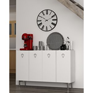 Leylact (km120) Konsol Konsol, Kahve Köşesi, Ayakkabılık, Ofis Evrak Dolabı, Mutfak Kiler Dolabı Beyaz-gümüş Beyaz-Gümüş