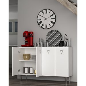 Leylact (km120) Konsol Konsol, Kahve Köşesi, Ayakkabılık, Ofis Evrak Dolabı, Mutfak Kiler Dolabı Beyaz-gümüş