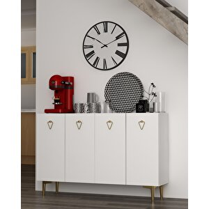 Leylact (km120) Konsol Konsol, Kahve Köşesi, Ayakkabılık, Ofis Evrak Dolabı, Mutfak Kiler Dolabı Beyaz-altın Beyaz-Altın