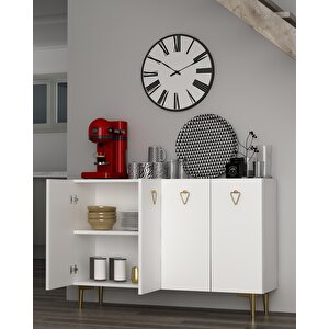 Leylact (km120) Konsol Konsol, Kahve Köşesi, Ayakkabılık, Ofis Evrak Dolabı, Mutfak Kiler Dolabı Beyaz-altın
