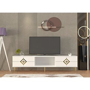 Robberct Tv Sehpasi beyaz-altın Beyaz-Altın
