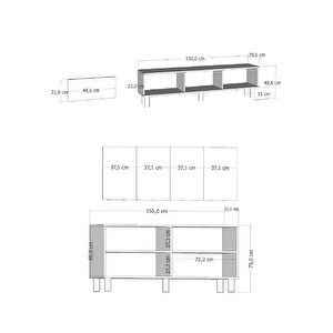 Polenct Bohem Konsol (kb150), Bohem Tv Sehpasi 2 Li̇ Salon Takimi beyaz